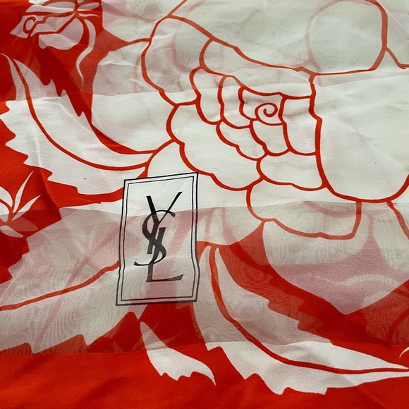YSL Yves Saint Laurent Floral Silk Scarf - Vintage - Picture 8 of 11